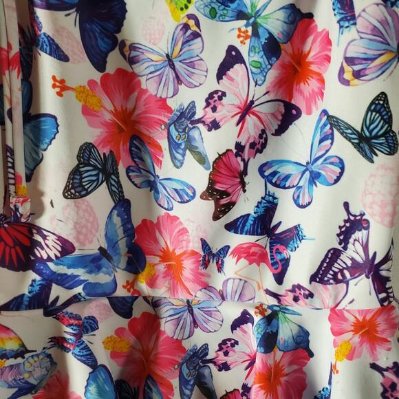 Girls 4T Swimsuit Pink Butterfly Floral Peplum One Piece Bathing Suit Cute - Picture 4 of 9